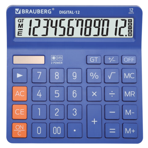 Калькулятор настольный BRAUBERG DIGITAL-12-BL, синий Калькулятор настольный BRAUBERG DIGITAL-12-BL, синий