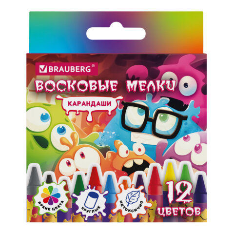 Восковые мелки BRAUBERG ″CUTE MONSTERS″ Восковые мелки BRAUBERG ″CUTE MONSTERS″