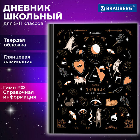 Дневник 5-11 класс BRAUBERG с подсказом, ″Astro cats″ Дневник 5-11 класс BRAUBERG с подсказом, ″Astro cats″