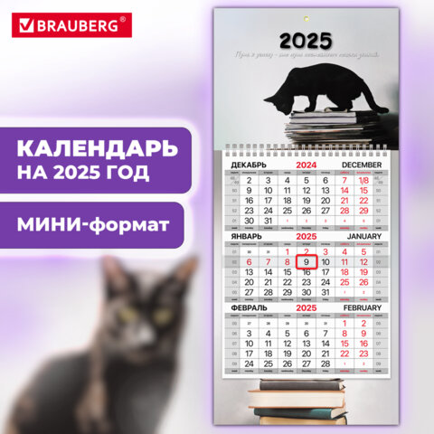 Календарь квартальный мини BRAUBERG, ″Smart cat″ Календарь квартальный мини BRAUBERG, ″Smart cat″