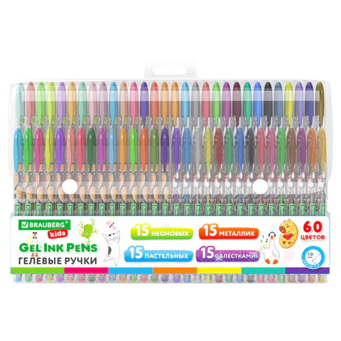 Ручки гелевые BRAUBERG KIDS ″CUTE ANIMALS″, 60 цветов Ручки гелевые BRAUBERG KIDS ″CUTE ANIMALS″, 60 цветов