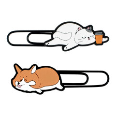 Скрепки-закладки для книг, размер 20х65; 20х72 мм, 2 шт. в наборе, наконечник фигурный из ПВХ, ПВХ-оплётка, цвет чёрный, белый, оранжевый Скрепки-закладки для книг, размер 20х65; 20х72 мм, 2 шт. в наборе, наконечник фигурный из ПВХ, ПВХ-оплётка, цвет чёрный, белый, оранжевый