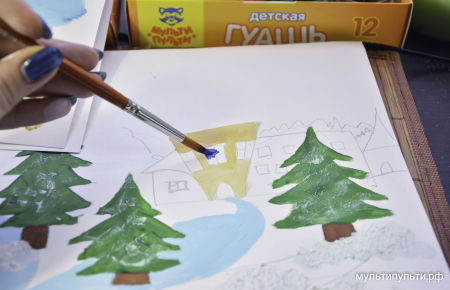 Новогодний мастер-класс. Аппликация ″Город и елки″ Новогодний мастер-класс. Аппликация ″Город и елки″