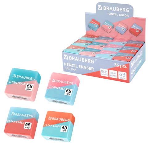 Ластик BRAUBERG ″PASTEL COLOR DUO″ Ластик BRAUBERG ″PASTEL COLOR DUO″
