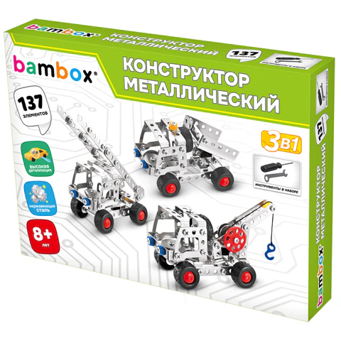 Конструктор металлический ″Строительная техника 3 в 1″, BAMBOX Конструктор металлический ″Строительная техника 3 в 1″, BAMBOX