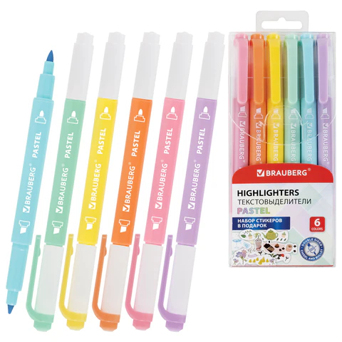 Текекстовыделители двусторонние BRAUBERG ″TWIN PASTEL″ Текекстовыделители двусторонние BRAUBERG ″TWIN PASTEL″