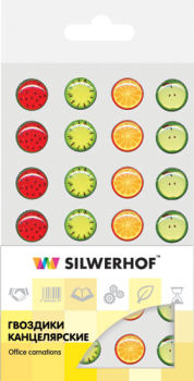 Канцелярские гвоздики «Божья коровка» и Fruit от Silwerhof Канцелярские гвоздики «Божья коровка» и Fruit от Silwerhof