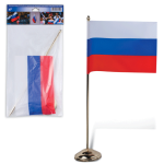 Флаг РФ 12*18 см, с подставкой настольной одинарный флагшток 30 см, под золото, пластик, ш/к 21525ДКС Флаг РФ 12*18 см, с подставкой настольной одинарный флагшток 30 см, под золото, пластик, ш/к 21525ДКС