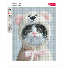 Алмазная мозаика (набор для творчества), КОТЕНОК В ХУДИ, 20*25 см, форма страз: круглая, 16 цветов страз, картонная коробка с европодвесом Алмазная мозаика (набор для творчества), КОТЕНОК В ХУДИ, 20*25 см, форма страз: круглая, 16 цветов страз, картонная коробка с европодвесом