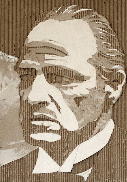 Вырезанные портреты на гофрокартоне от Giles Oldershaw Вырезанные портреты на гофрокартоне от Giles Oldershaw