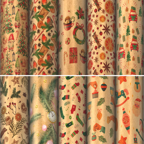 Упаковочная новогодняя бумага ″ЗОЛОТАЯ СКАЗКА″ ″Christmas Kraft″, 10 дизайнов Упаковочная новогодняя бумага ″ЗОЛОТАЯ СКАЗКА″ ″Christmas Kraft″, 10 дизайнов