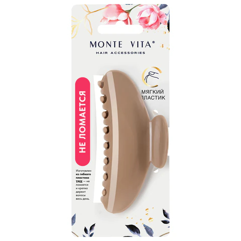 Краб для волос MONTE VITA, бежевый гибкий Краб для волос MONTE VITA, бежевый гибкий