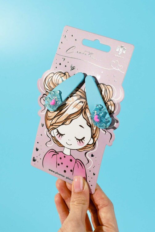 Набор заколок для волос «клик-клак» Феникс+, 2 шт., 5,5 см, голубой, подложка из мелованного картона + ПЭТ-пакет с европодвесом Набор заколок для волос «клик-клак» Феникс+, 2 шт., 5,5 см, голубой, подложка из мелованного картона + ПЭТ-пакет с европодвесом