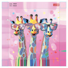 Алмазная мозаика с частичной выкладкой (набор для творчества), ТРИ ЖИРАФА, 30*30 см, форма страз: круглая, 15 цветов страз, картонная коробка Алмазная мозаика с частичной выкладкой (набор для творчества), ТРИ ЖИРАФА, 30*30 см, форма страз: круглая, 15 цветов страз, картонная коробка