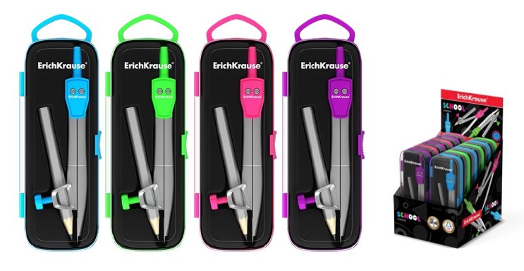 Циркуль с карандашом ErichKrause® SCHOOL Циркуль с карандашом ErichKrause® SCHOOL