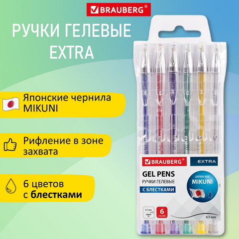 Ручки гелевые БЛЕСТКИ BRAUBERG ″EXTRA″, наборы 6 и 12 цветов Ручки гелевые БЛЕСТКИ BRAUBERG ″EXTRA″, наборы 6 и 12 цветов
