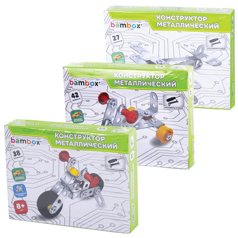 Конструктор металлический ″Транспорт″ 3 вида ассорти, BAMBOX Конструктор металлический ″Транспорт″ 3 вида ассорти, BAMBOX
