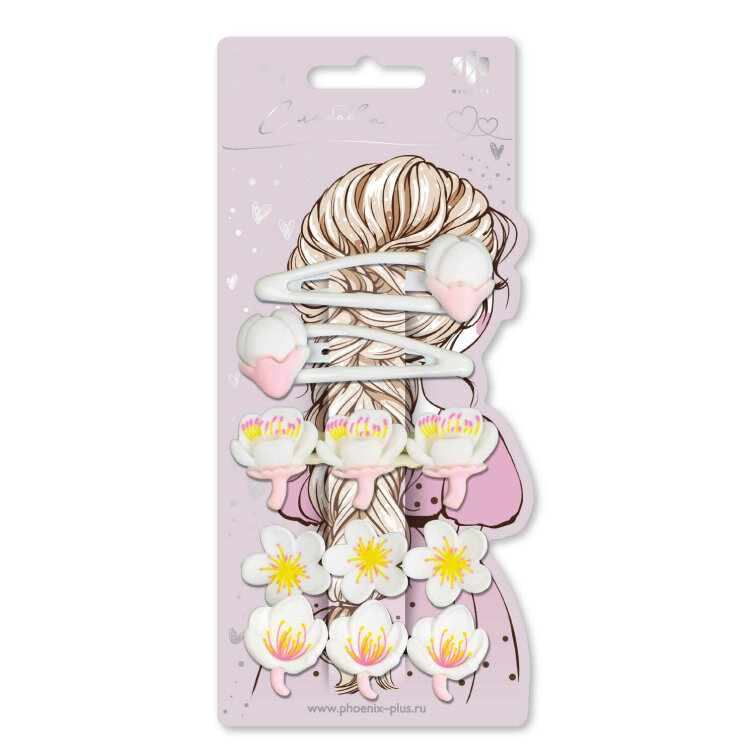 Набор заколок для волос «клик-клак», «зажим» Феникс+, 5 шт., 6,8 см, белый, подложка из мелованного картона + ПЭТ-пакет с европодвесом Набор заколок для волос «клик-клак», «зажим» Феникс+, 5 шт., 6,8 см, белый, подложка из мелованного картона + ПЭТ-пакет с европодвесом