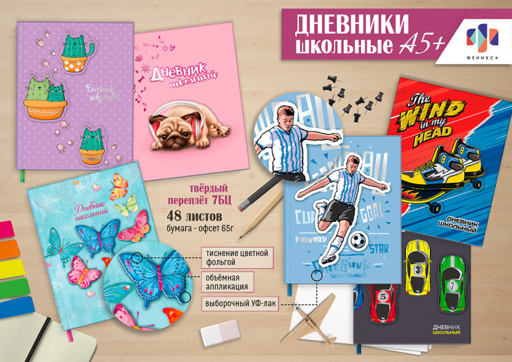 Дневники школьные с объёмной аппликацией Дневники школьные с объёмной аппликацией