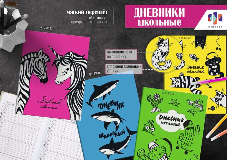 NEW! Дневники с графичными обложками из прозрачного пластика NEW! Дневники с графичными обложками из прозрачного пластика