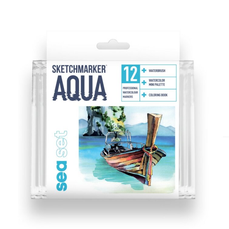 Набор акварельных маркеров SKETCHMARKER Aqua 12 Sea Set − «Море» Набор акварельных маркеров SKETCHMARKER Aqua 12 Sea Set − «Море»