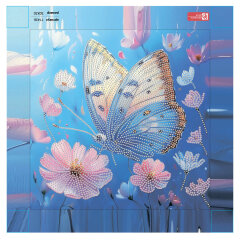 Алмазная мозаика с частичной выкладкой (набор для творчества), ПАСТЕЛЬНАЯ БАБОЧКА, 30*30 см, форма страз: круглая, 11 цветов страз, картонная коробка Алмазная мозаика с частичной выкладкой (набор для творчества), ПАСТЕЛЬНАЯ БАБОЧКА, 30*30 см, форма страз: круглая, 11 цветов страз, картонная коробка