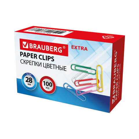 Скрепки EXTRA BRAUBERG цветные Скрепки EXTRA BRAUBERG цветные