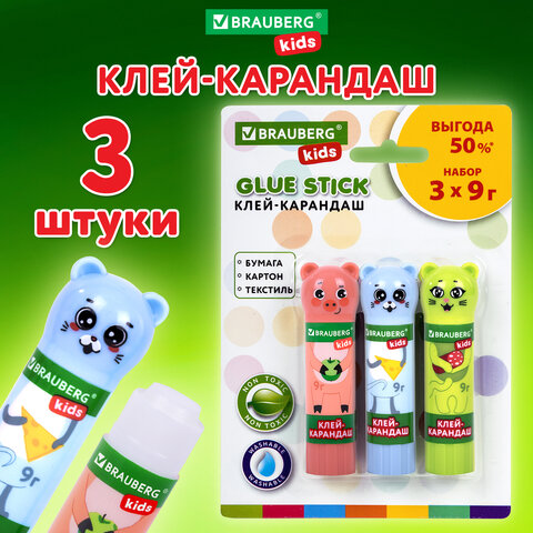 Клей-карандаш BRAUBERG KIDS, ″Зверята″ Клей-карандаш BRAUBERG KIDS, ″Зверята″
