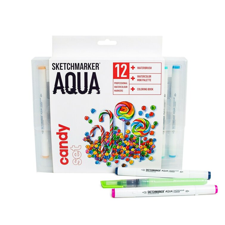 Набор акварельных маркеров SKETCHMARKER Aqua 12 Candy Set − «Сладости» Набор акварельных маркеров SKETCHMARKER Aqua 12 Candy Set − «Сладости»