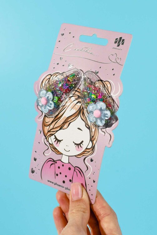 Набор заколок для волос «клик-клак» Феникс+, 2 шт., 5,5 см, разноцветный, подложка из мелованного картона + ПЭТ-пакет с европодвесом Набор заколок для волос «клик-клак» Феникс+, 2 шт., 5,5 см, разноцветный, подложка из мелованного картона + ПЭТ-пакет с европодвесом