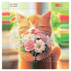 Алмазная мозаика с частичной выкладкой (набор для творчества), КОТЕНОК С БУКЕТОМ, 30*30 см, форма страз: круглая, 12 цветов страз, картонная коробка Алмазная мозаика с частичной выкладкой (набор для творчества), КОТЕНОК С БУКЕТОМ, 30*30 см, форма страз: круглая, 12 цветов страз, картонная коробка