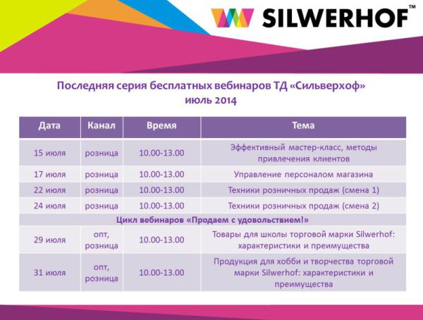 Последние бесплатные вебинары Silwerhof Последние бесплатные вебинары Silwerhof
