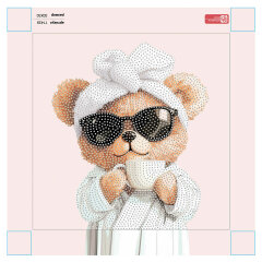 Алмазная мозаика с частичной выкладкой (набор для творчества), МИШКА С КОФЕ, 30*30 см, форма страз: круглая, 12 цветов страз, картонная коробка Алмазная мозаика с частичной выкладкой (набор для творчества), МИШКА С КОФЕ, 30*30 см, форма страз: круглая, 12 цветов страз, картонная коробка