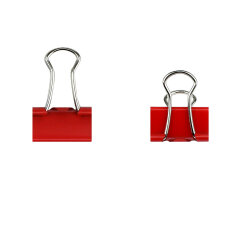 Зажимы канцелярские, размер 15х25 мм, 10 шт. в наборе, цвет красный Зажимы канцелярские, размер 15х25 мм, 10 шт. в наборе, цвет красный