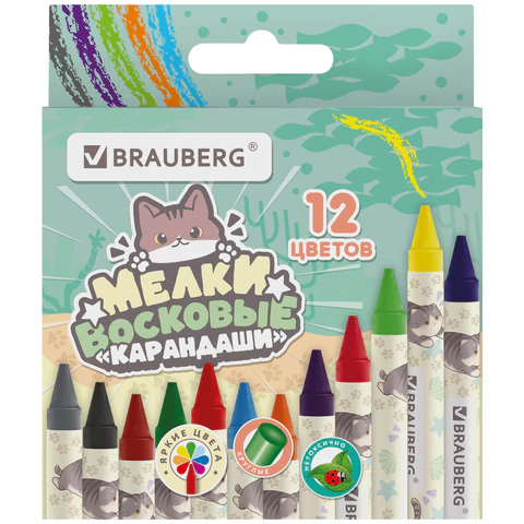 Восковые мелки BRAUBERG ″МИЛЫЕ КОТЫ″, 12 цветов Восковые мелки BRAUBERG ″МИЛЫЕ КОТЫ″, 12 цветов