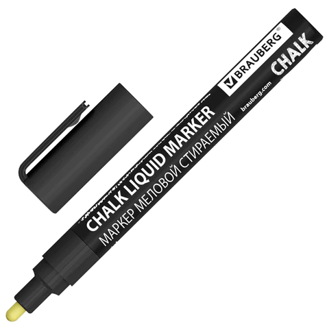 Маркер меловой CHALK LIQUID MARKER, BRAUBERG, чёрный Маркер меловой CHALK LIQUID MARKER, BRAUBERG, чёрный