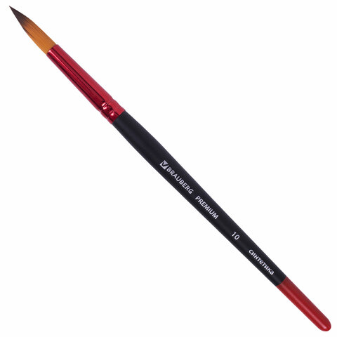 Кисть синтетика, круглая № 10, BRAUBERG PREMIUM Кисть синтетика, круглая № 10, BRAUBERG PREMIUM