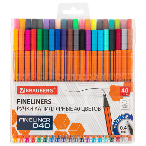 Ручки капиллярные BRAUBERG ″FINE 040″, 40 цветов Ручки капиллярные BRAUBERG ″FINE 040″, 40 цветов