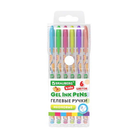 Ручки гелевые НЕОНОВЫЕ BRAUBERG KIDS ″CUTE ANIMALS″, 6 цветов Ручки гелевые НЕОНОВЫЕ BRAUBERG KIDS ″CUTE ANIMALS″, 6 цветов