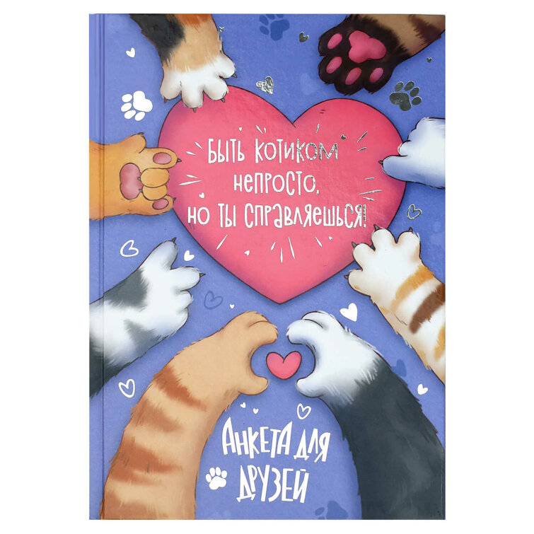 Анкета для друзей, формат А5, 145х205 мм, 128 листов, твёрдый переплёт 7БЦ, глянцевая ламинация, тиснение фольгой Анкета для друзей, формат А5, 145х205 мм, 128 листов, твёрдый переплёт 7БЦ, глянцевая ламинация, тиснение фольгой