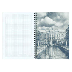 Блокнот, А5, 48 л, арт. 72701 ПЕТЕРГОФ / Блок - белый офсет 80 г/м², клетка, гребень по длинной стороне, матовая ламинация Блокнот, А5, 48 л, арт. 72701 ПЕТЕРГОФ / Блок - белый офсет 80 г/м², клетка, гребень по длинной стороне, матовая ламинация