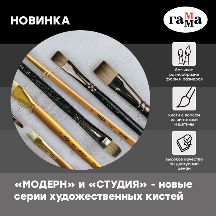 ГАММА расширяет линейку художественных кистей двумя новыми сериями: «Модерн» и «Студия» ГАММА расширяет линейку художественных кистей двумя новыми сериями: «Модерн» и «Студия»