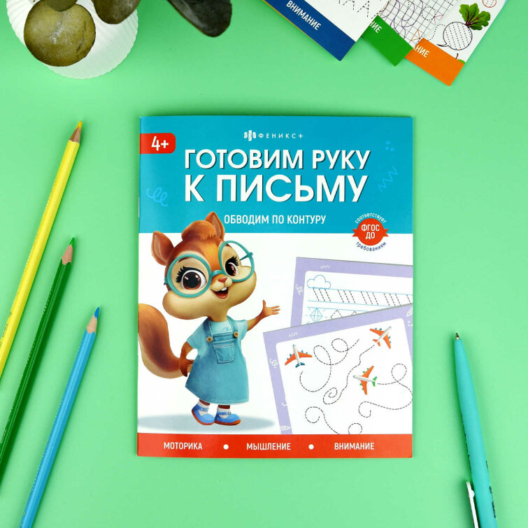 Книжка с заданиями для детей. Серия ″Готовим руку к письму″ ОБВОДИМ ПО КОНТУРУ Книжка с заданиями для детей. Серия ″Готовим руку к письму″ ОБВОДИМ ПО КОНТУРУ