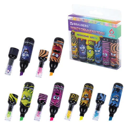 Набор текстовыделителей МОНСТРИКИ BRAUBERG, неон, 6 цветов Набор текстовыделителей МОНСТРИКИ BRAUBERG, неон, 6 цветов