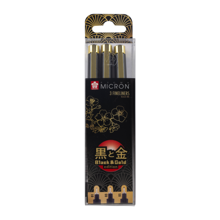 Sakura Pigma Micron Black & Gold Edition Set 3 Sakura Pigma Micron Black & Gold Edition Set 3