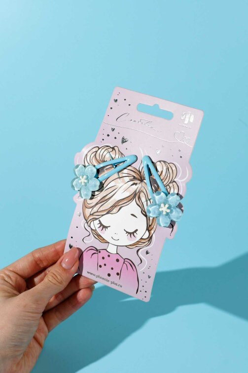 Набор заколок для волос «клик-клак» Феникс+, 2 шт., 5,8 см, голубой, подложка из мелованного картона + ПЭТ-пакет с европодвесом Набор заколок для волос «клик-клак» Феникс+, 2 шт., 5,8 см, голубой, подложка из мелованного картона + ПЭТ-пакет с европодвесом