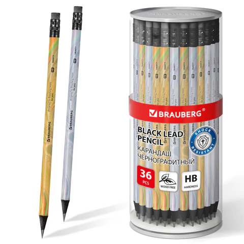 Карандаш чернографитный BRAUBERG ″SILVER/GOLD″ Карандаш чернографитный BRAUBERG ″SILVER/GOLD″