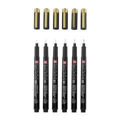 Sakura Pigma Micron Black & Gold Edition Set 6 Sakura Pigma Micron Black & Gold Edition Set 6