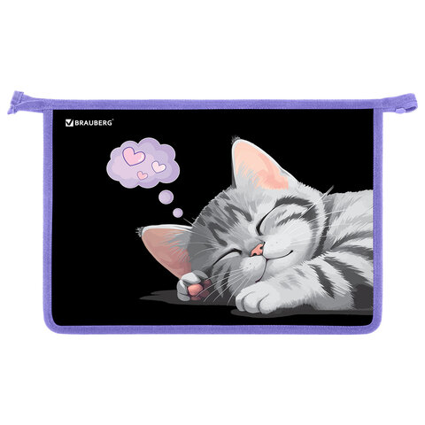 Папка для труда на молнии BRAUBERG ″Sleeping kitten″ Папка для труда на молнии BRAUBERG ″Sleeping kitten″