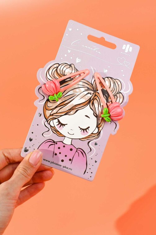 Набор заколок для волос «клик-клак» Феникс+, 2 шт., 5,3 см, коралловый, подложка из мелованного картона + ПЭТ-пакет с европодвесом Набор заколок для волос «клик-клак» Феникс+, 2 шт., 5,3 см, коралловый, подложка из мелованного картона + ПЭТ-пакет с европодвесом